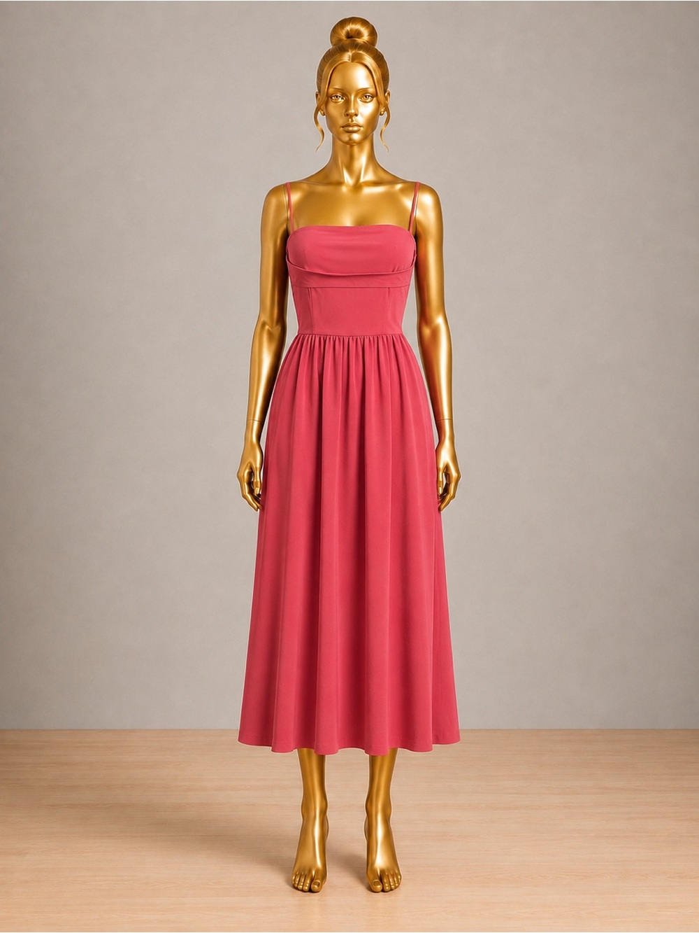 Halara Salmon Spaghetti Strap Fit & Flare Midi Dress Size Medium